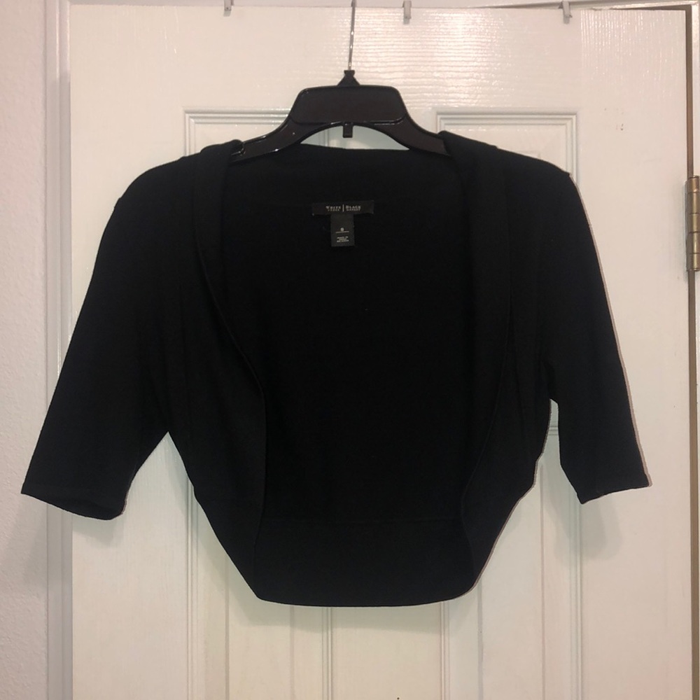white house black market black mini cardigan